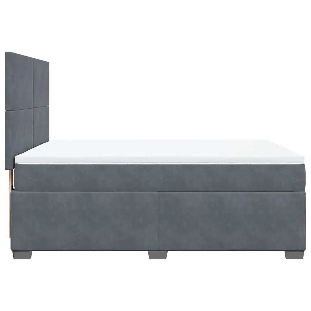Double Box Spring Bed with Adjustable Velvet Headboard & Mattress