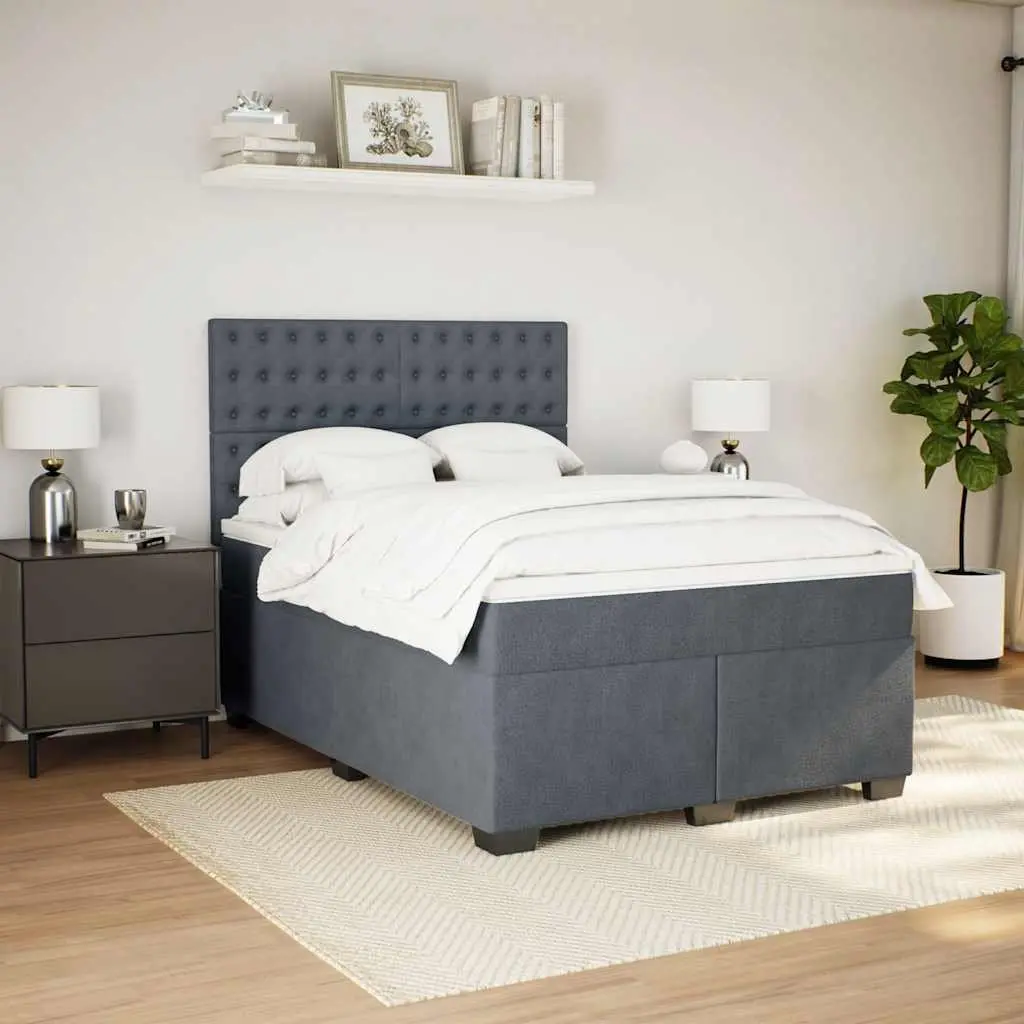 Double Box Spring Bed with Pocket Sprung Mattress Grey Velvet Adjustable