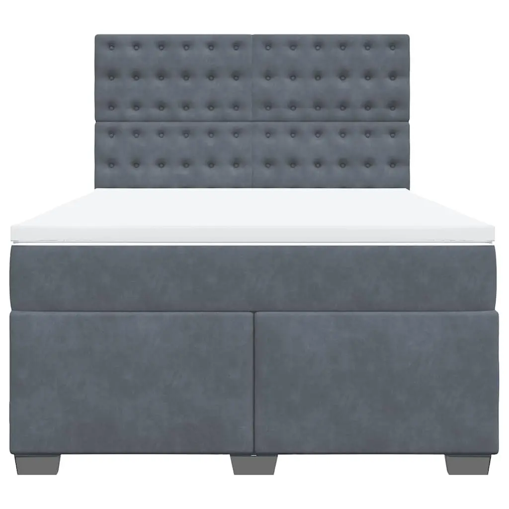 Double Box Spring Bed with Pocket Sprung Mattress Grey Velvet Adjustable
