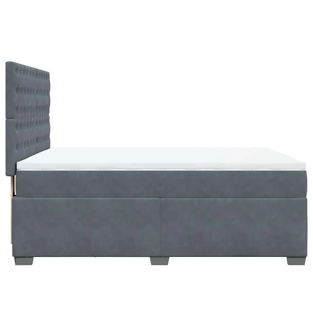 Double Box Spring Bed with Pocket Sprung Mattress Grey Velvet Adjustable