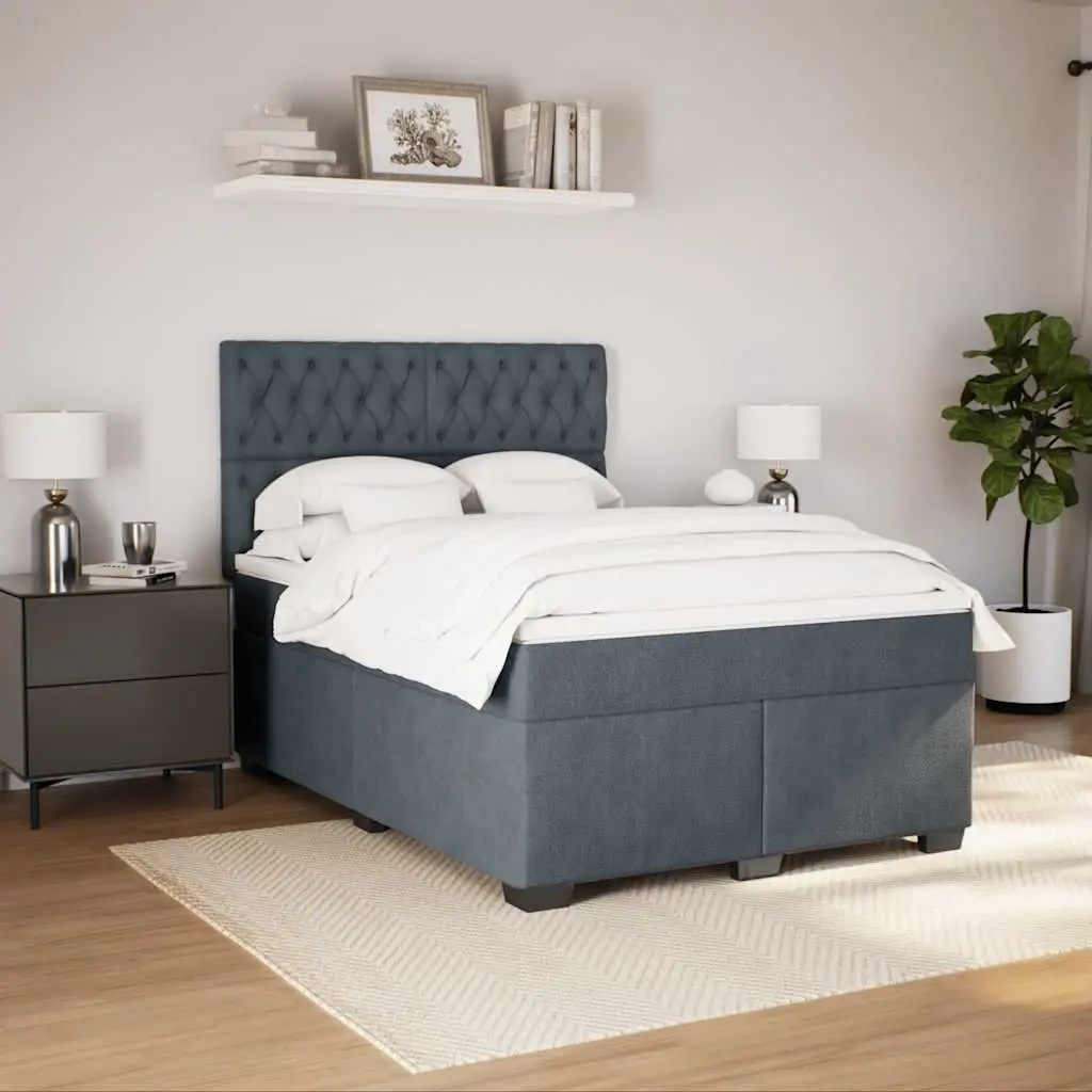 Queen Box Spring Bed with Adjustable Headboard and Pocket Spring Mattress