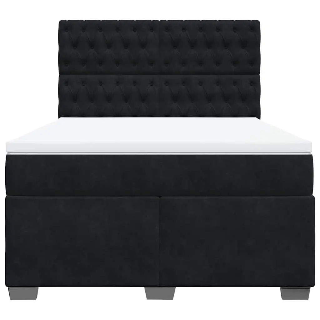Queen Box Spring Bed with Pocket Spring Mattress Velvet Upholstered Adjustable Headboard