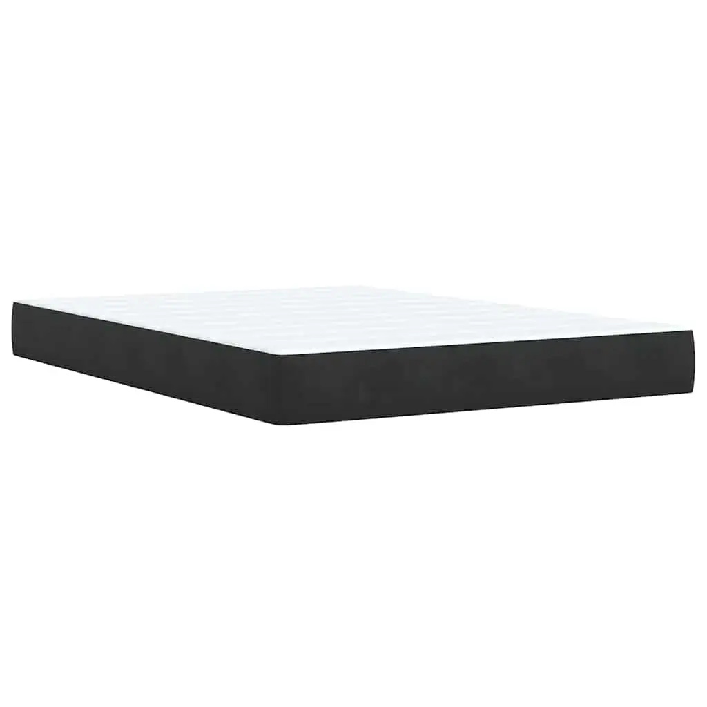 Queen Box Spring Bed with Pocket Spring Mattress Velvet Upholstered Adjustable Headboard