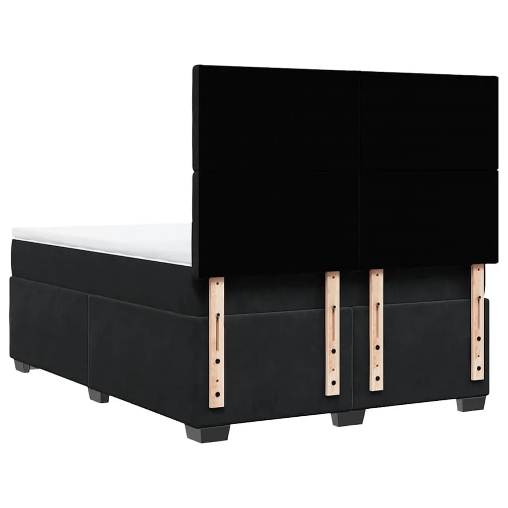Queen Box Spring Bed for Bedroom with Pocket Spring Mattress Black Velvet Adjustable Headboard