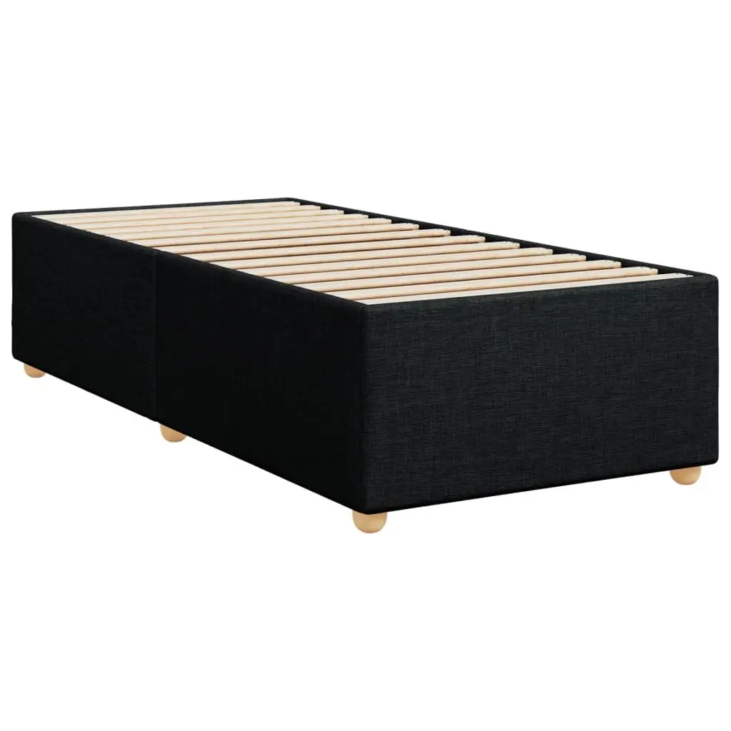 King Single Box Spring Bed with Pocket Mattress Black Fabric Headboard