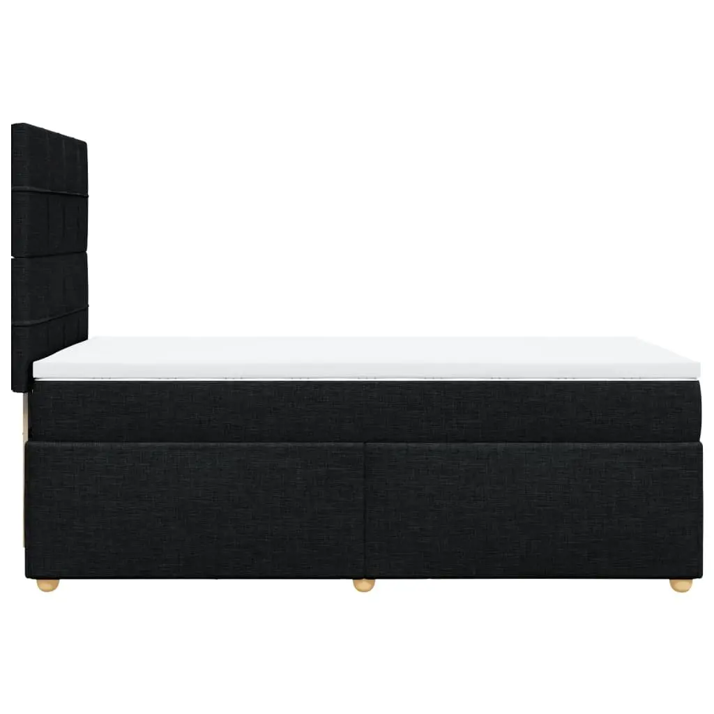 King Single Box Spring Bed with Pocket Mattress Black Fabric Headboard