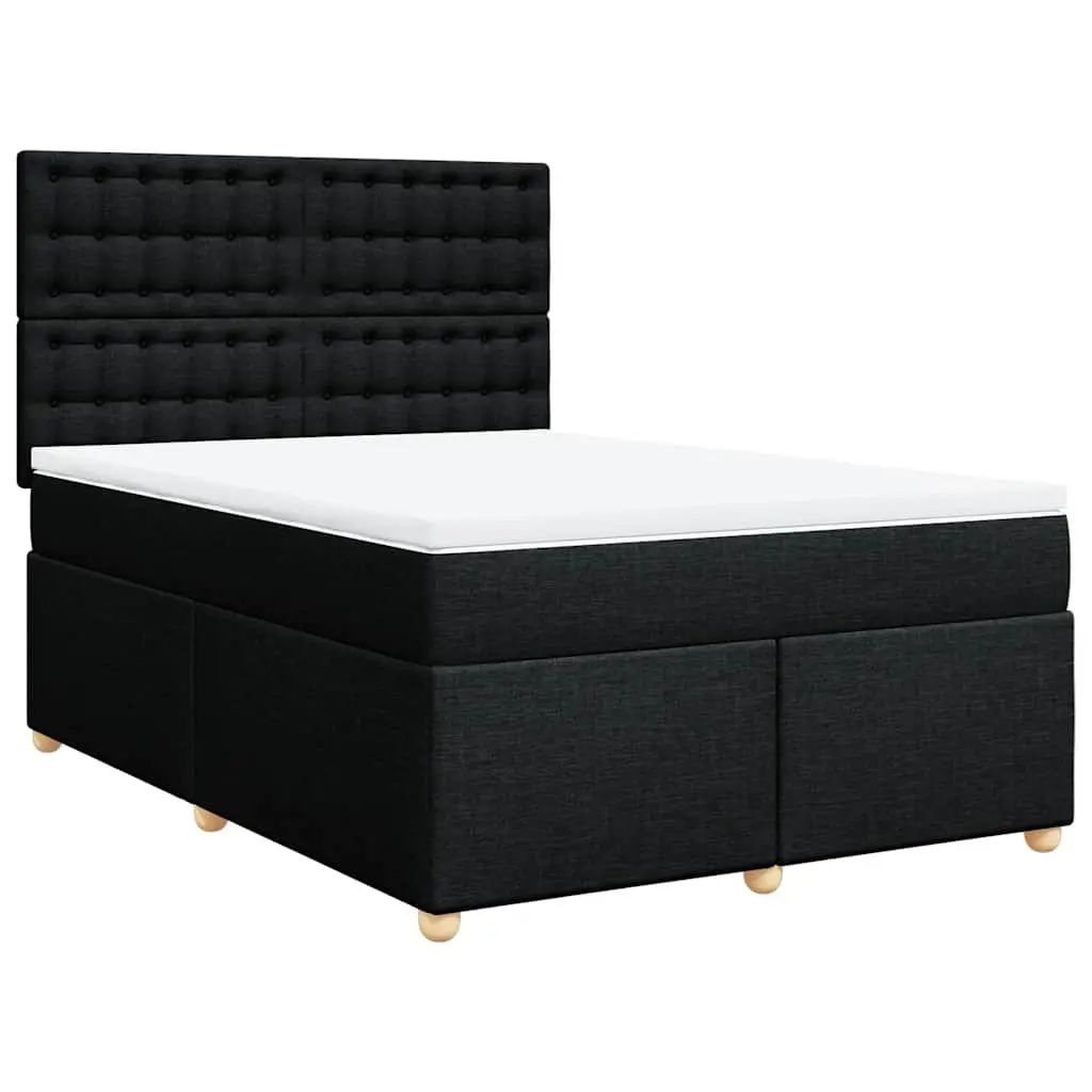 Double Box Spring Bed with Pocket Mattress, Black Finish