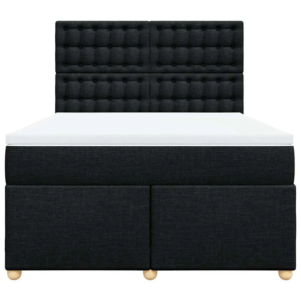 Double Box Spring Bed with Pocket Mattress, Black Finish