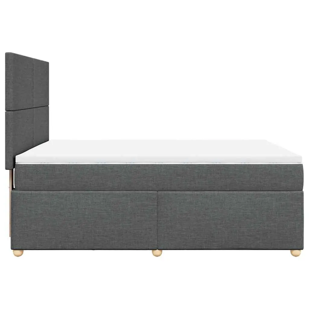 Queen Box Spring Bed with Pocket Mattress Height-Adjustable Headboard Grey