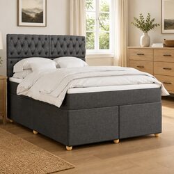 Queen Bed with Pocket Spring Mattress and Slatted Base