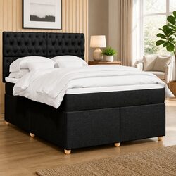 Queen Bed with Pocket Spring Mattress and Adjustable Headboard