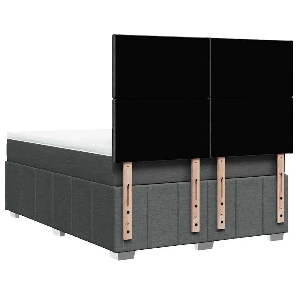 Queen Box Spring Bed with Pocket Mattress Height-Adjustable Headboard Grey