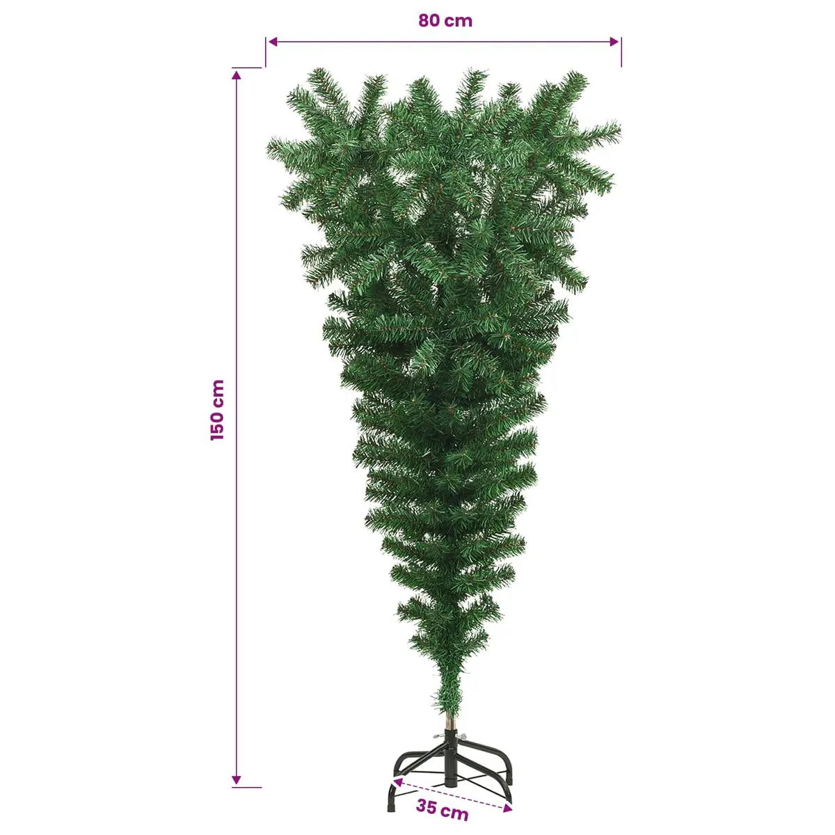 Artificial Christmas Tree Upside-Down 150cm Green Holiday Decoration