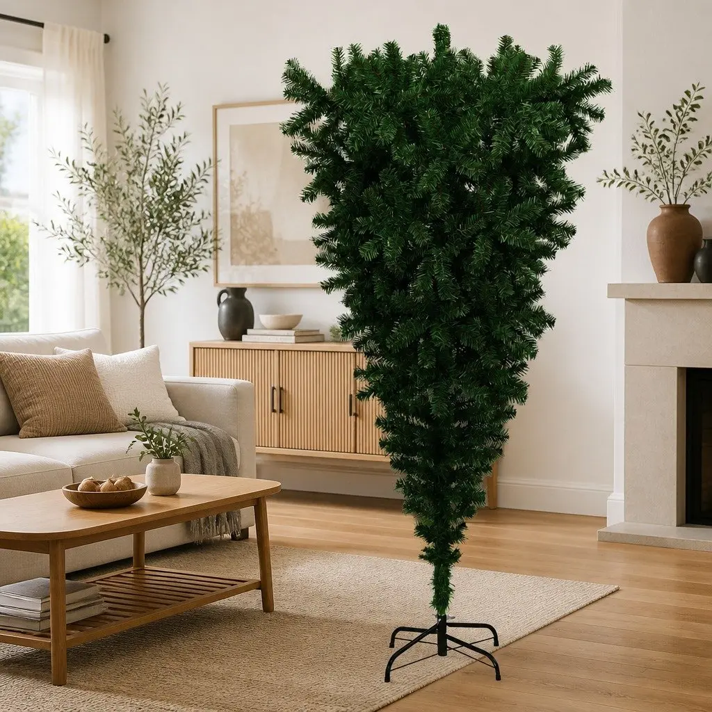 Upside-Down Artificial Christmas Tree for Holiday Decoration Green 180cm