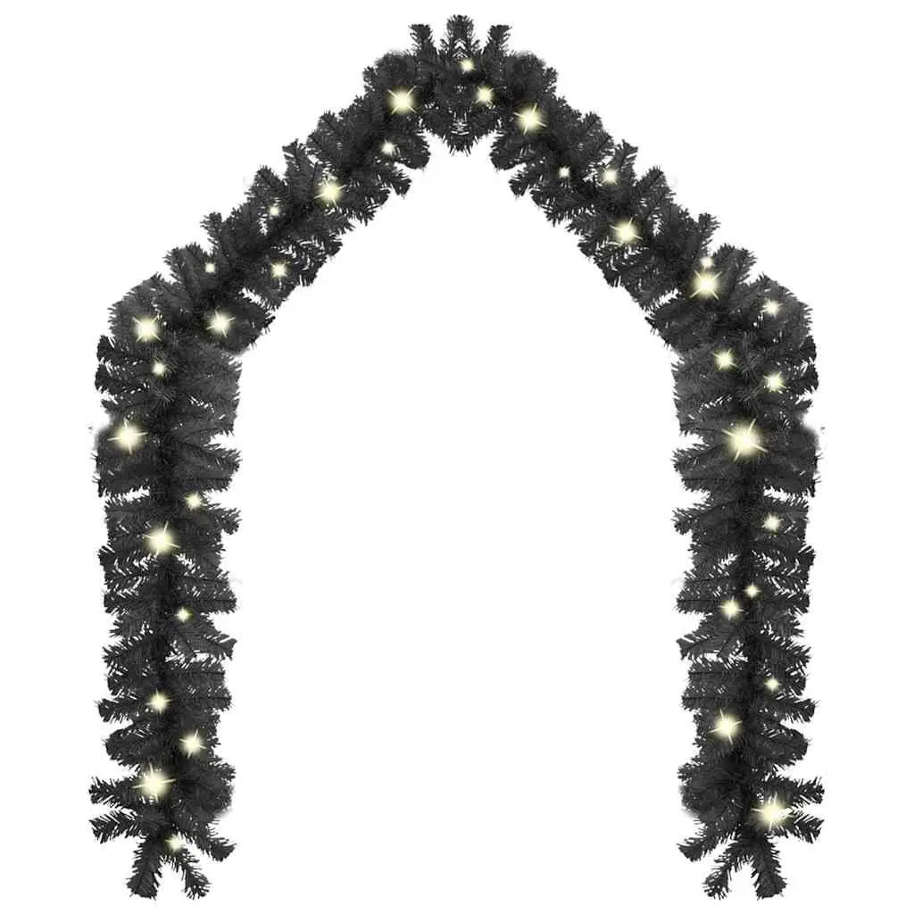 10m Black Christmas Garland with LED Lights