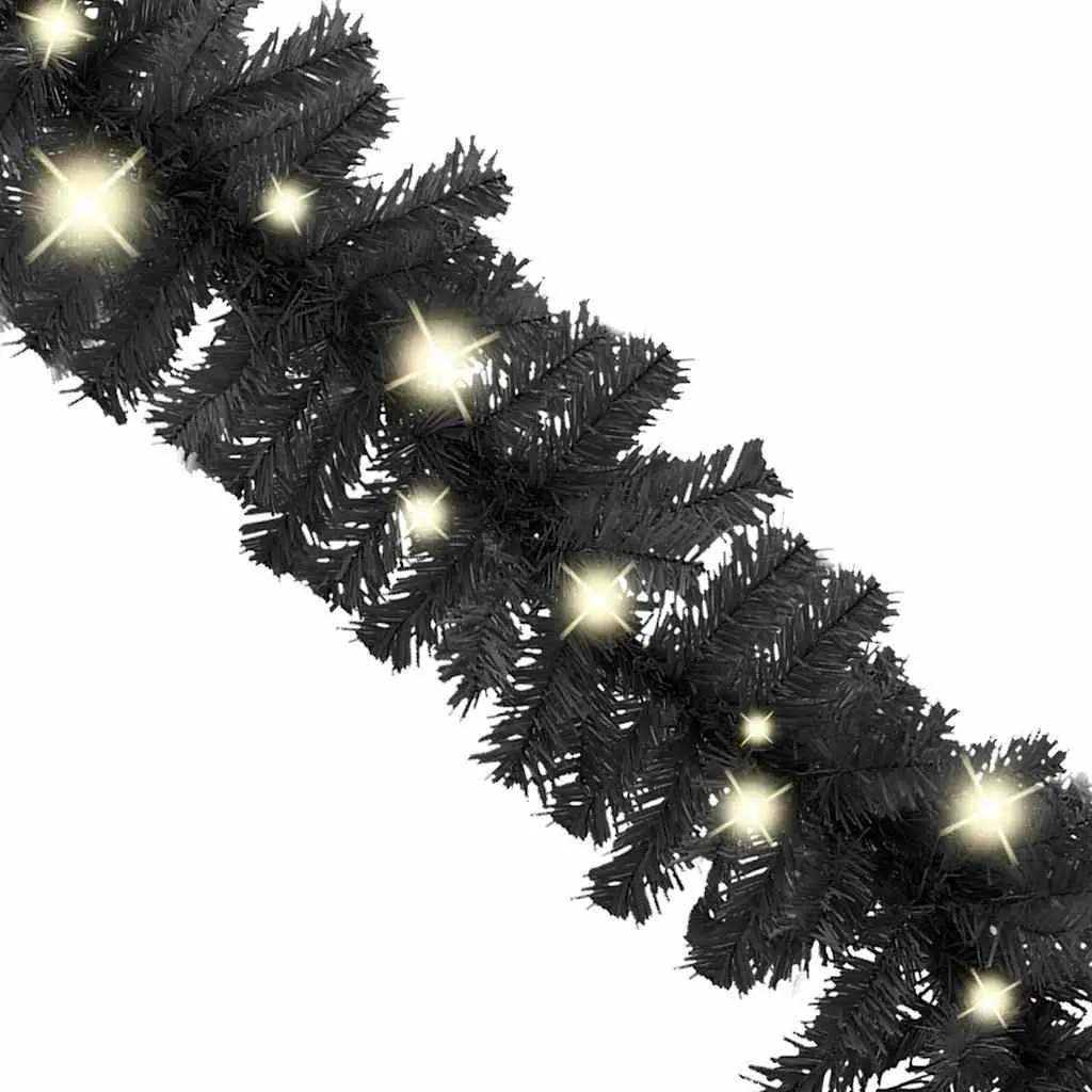 10m Black Christmas Garland with LED Lights