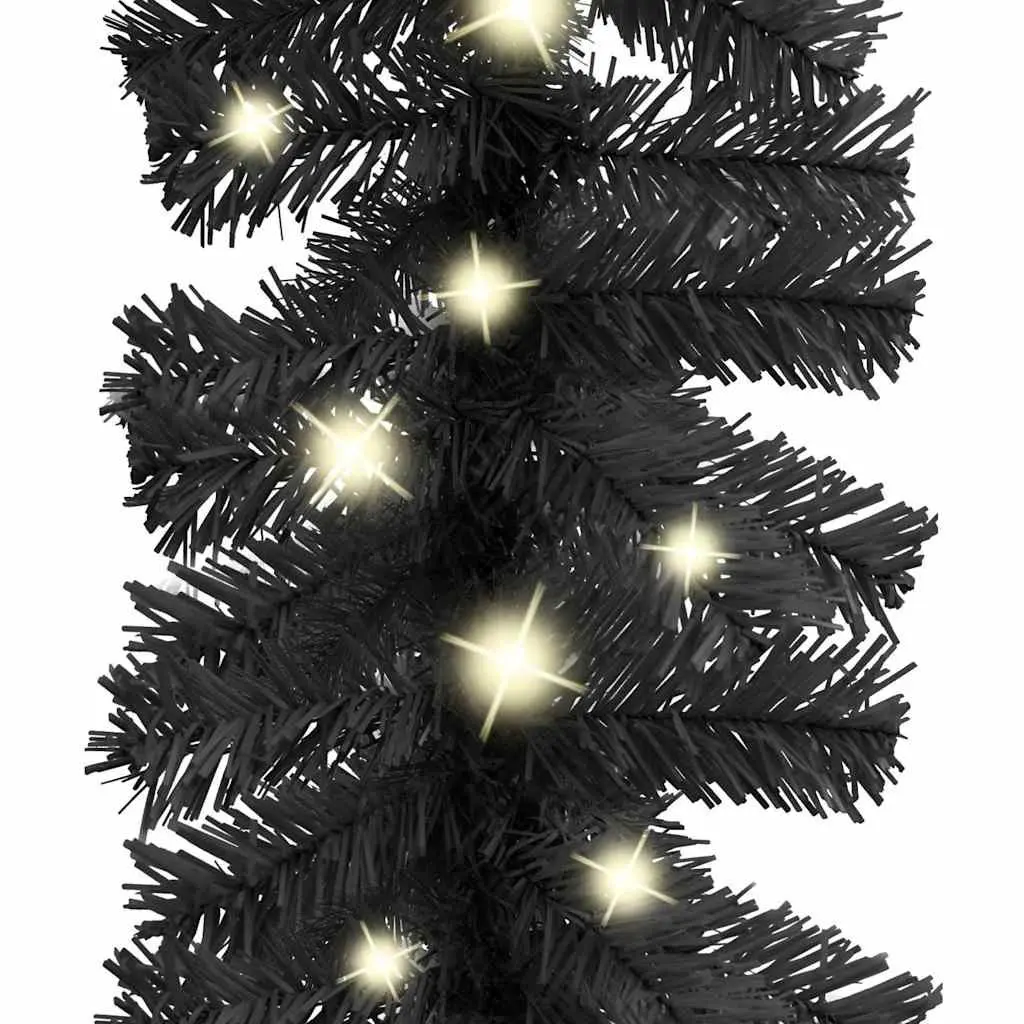10m Black Christmas Garland with LED Lights