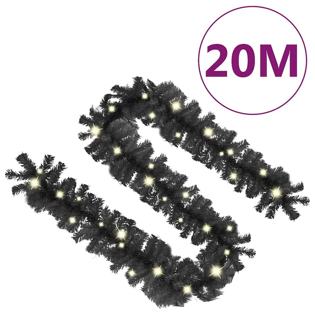 Christmas Garland LED Lights Indoor 20M Black