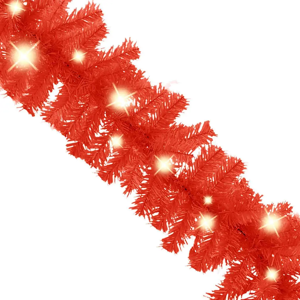 Red Christmas Garland with LED Lights