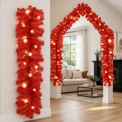Christmas Garland 20m with LED Lights in Red