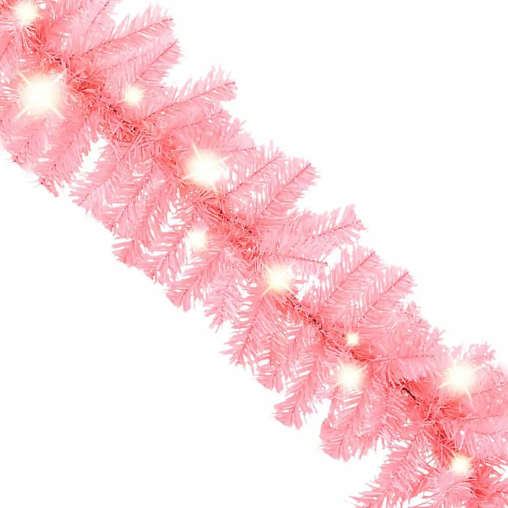 Pink Christmas Garland with LED Lights