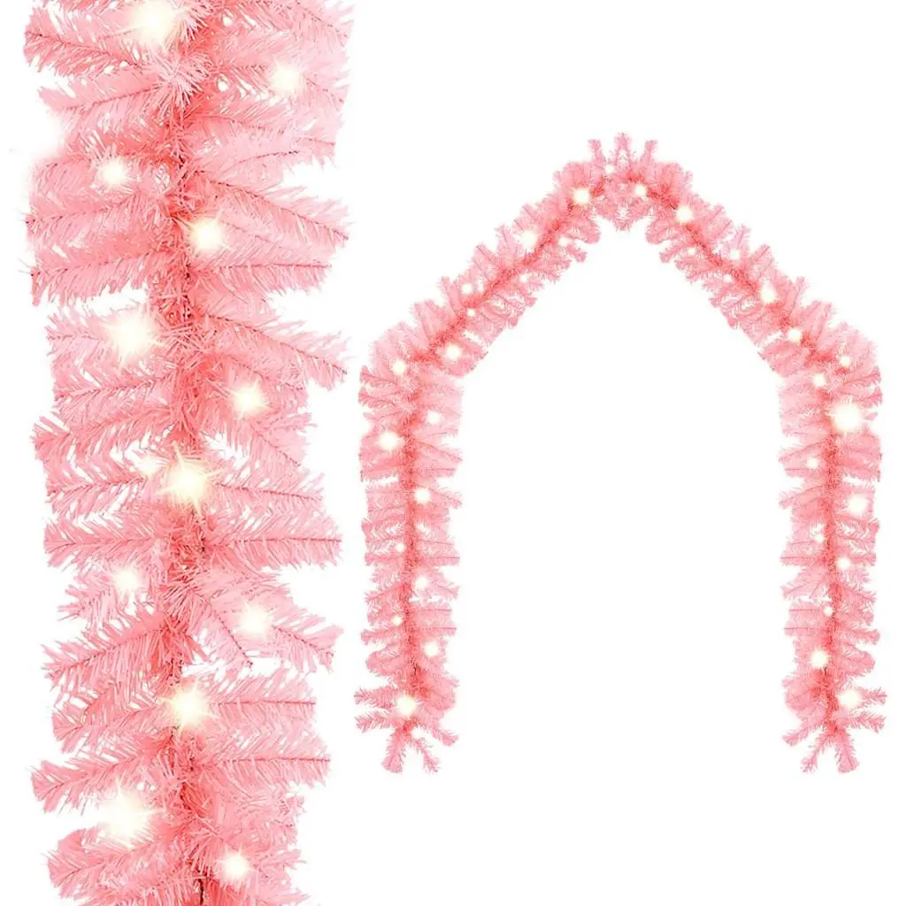Christmas Garland for Home Decoration 10m with LED Lights Pink