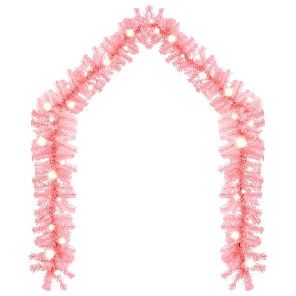 Christmas Garland for Home Decoration 10m with LED Lights Pink