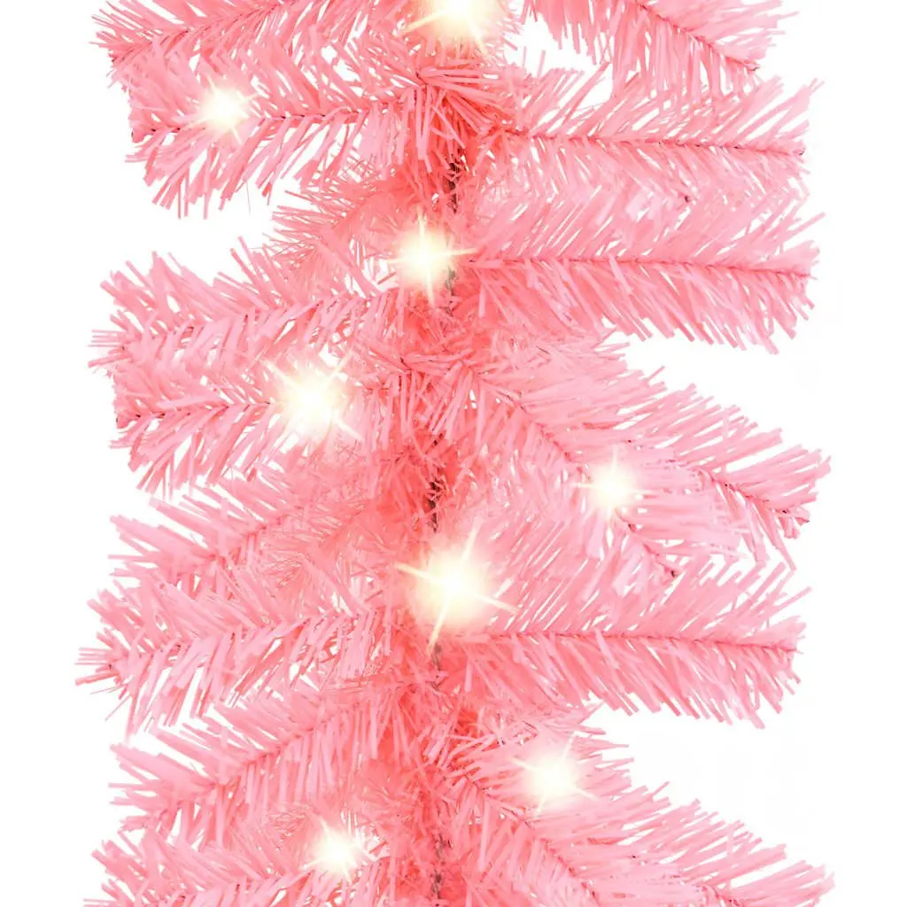 Christmas Garland for Home Decoration 10m with LED Lights Pink