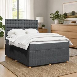 Double Box Spring Bed with Pocket Mattress and Adjustable Headboard