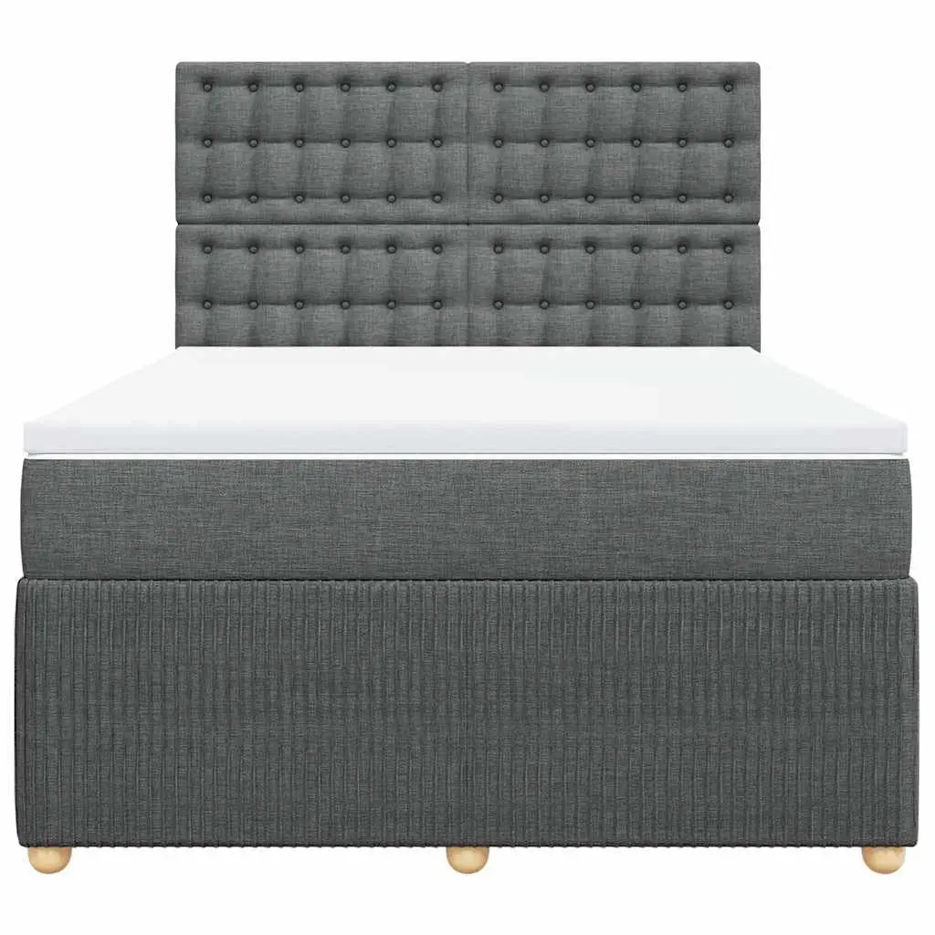 Queen Box Spring Bed with Pocket Spring Mattress Adjustable Grey Fabric