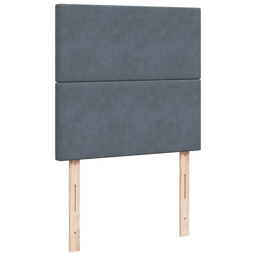 Box Spring Bed King Single Grey Velvet Headboard