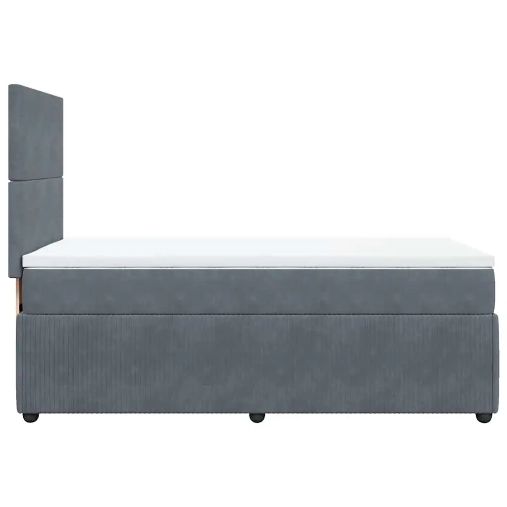 Box Spring Bed King Single Grey Velvet Headboard