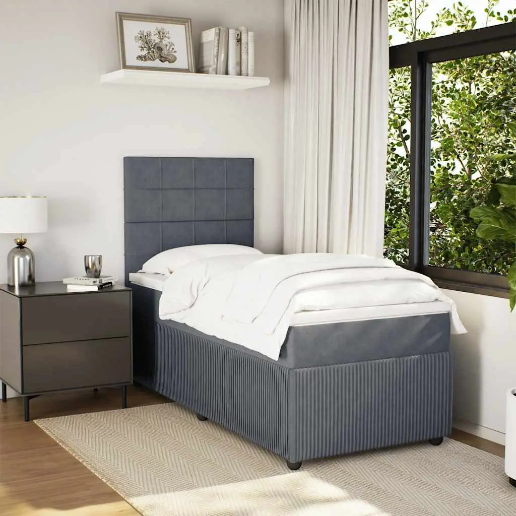 Box Spring Bed King Single Use Velvet Adjustable Headboard
