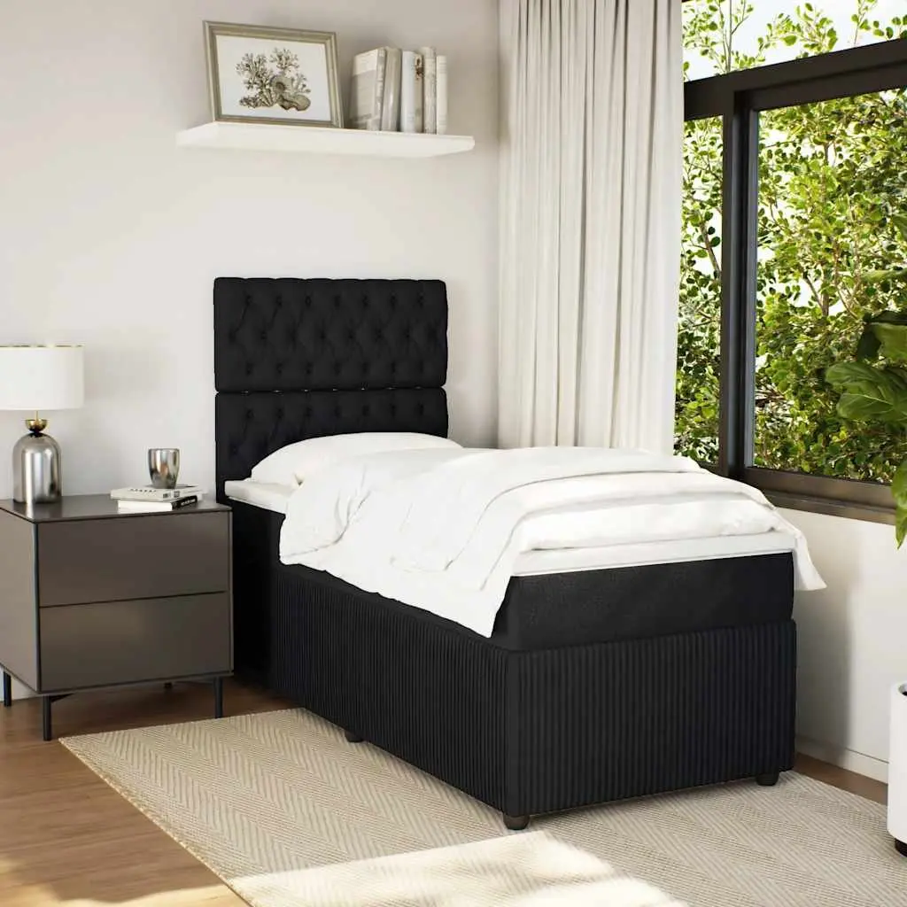 Box Spring Bed King Single Black Velvet Pocket Spring Headboard