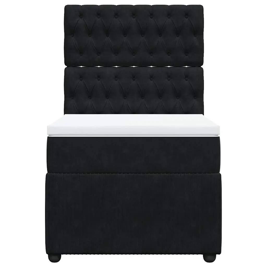 Box Spring Bed King Single Black Velvet Pocket Spring Headboard