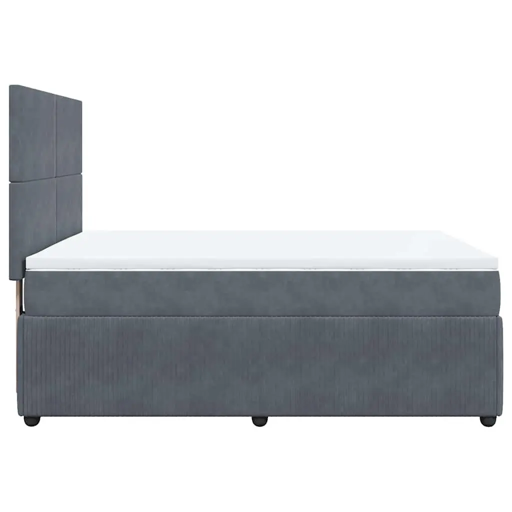 Grey Velvet Box Spring Bed Set
