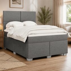 Double Box Spring Bed with Pocket Spring Mattress LED Lights Adjustable