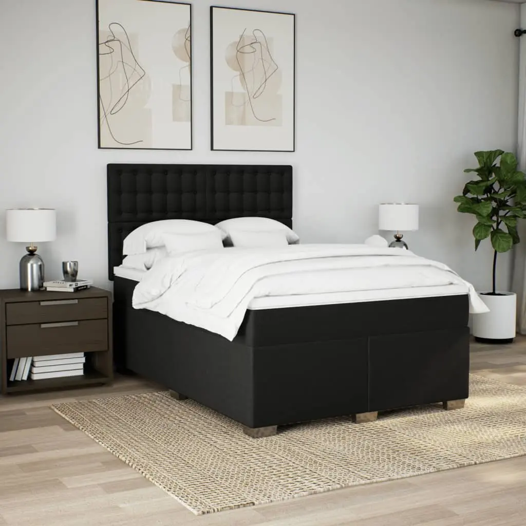 Double Box Spring Bed with Pocket Spring Mattress LED Lights Adjustable