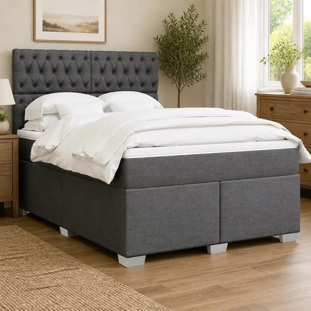 Queen Box Spring Bed with Pocket Mattress