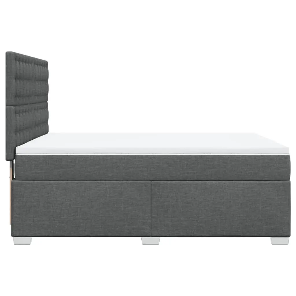 Queen Box Spring Bed with Pocket Spring Mattress LED Light Grey Fabric Headboard