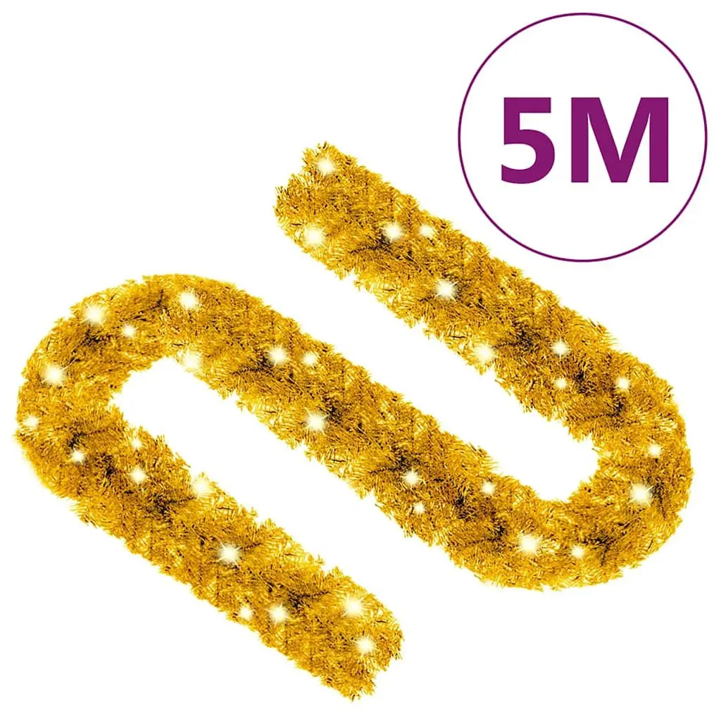 Christmas Garland LED Lights Gold 5m Decoration for Holiday Home Use