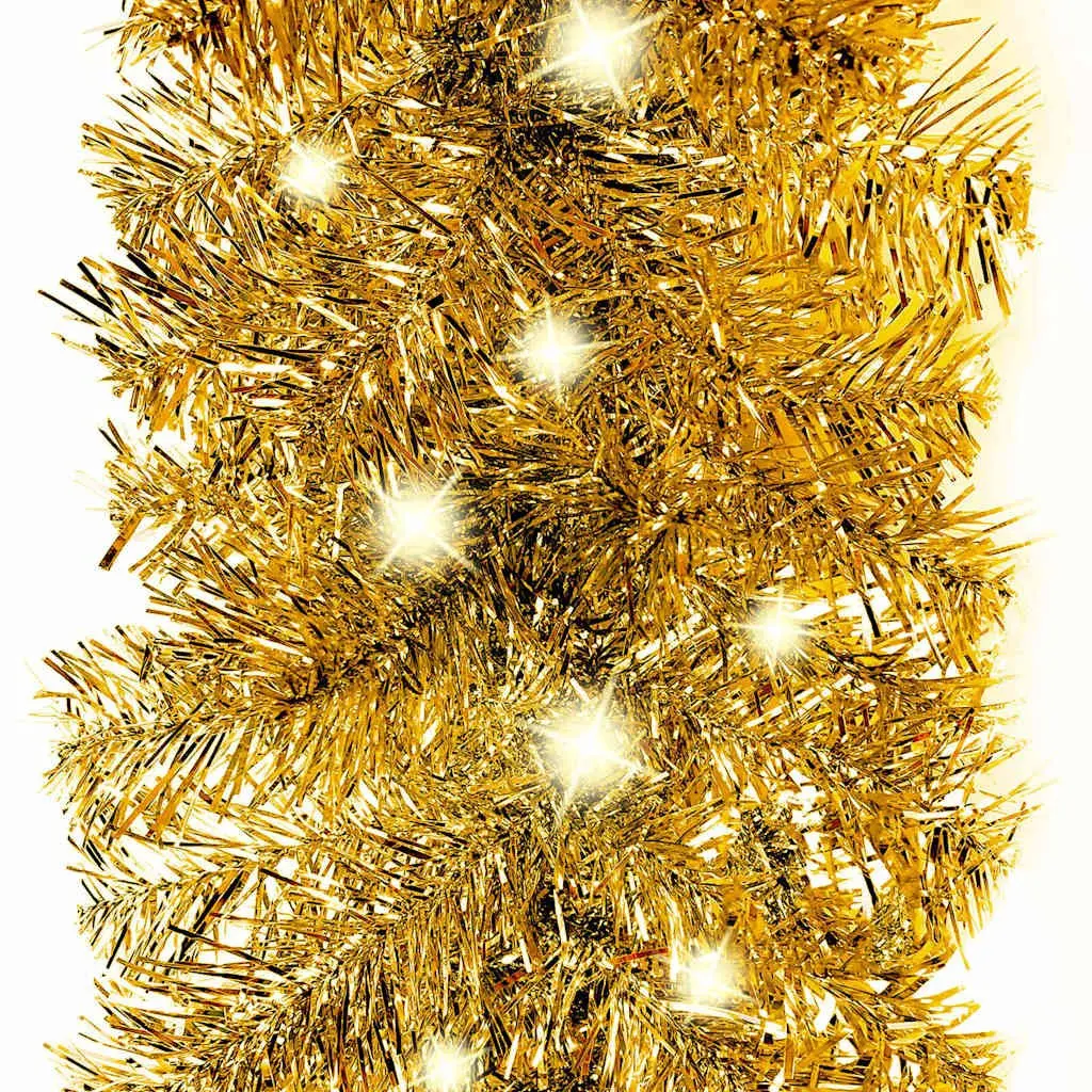 Christmas Garland with LED Lights 10m Gold Festive Holiday Decoration Hanging