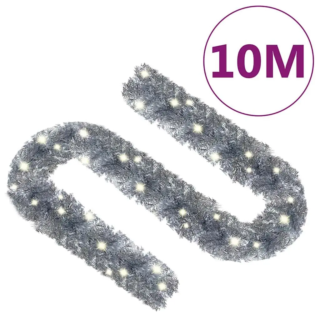 Christmas Garland LED Lights Home Decoration 10m Silver