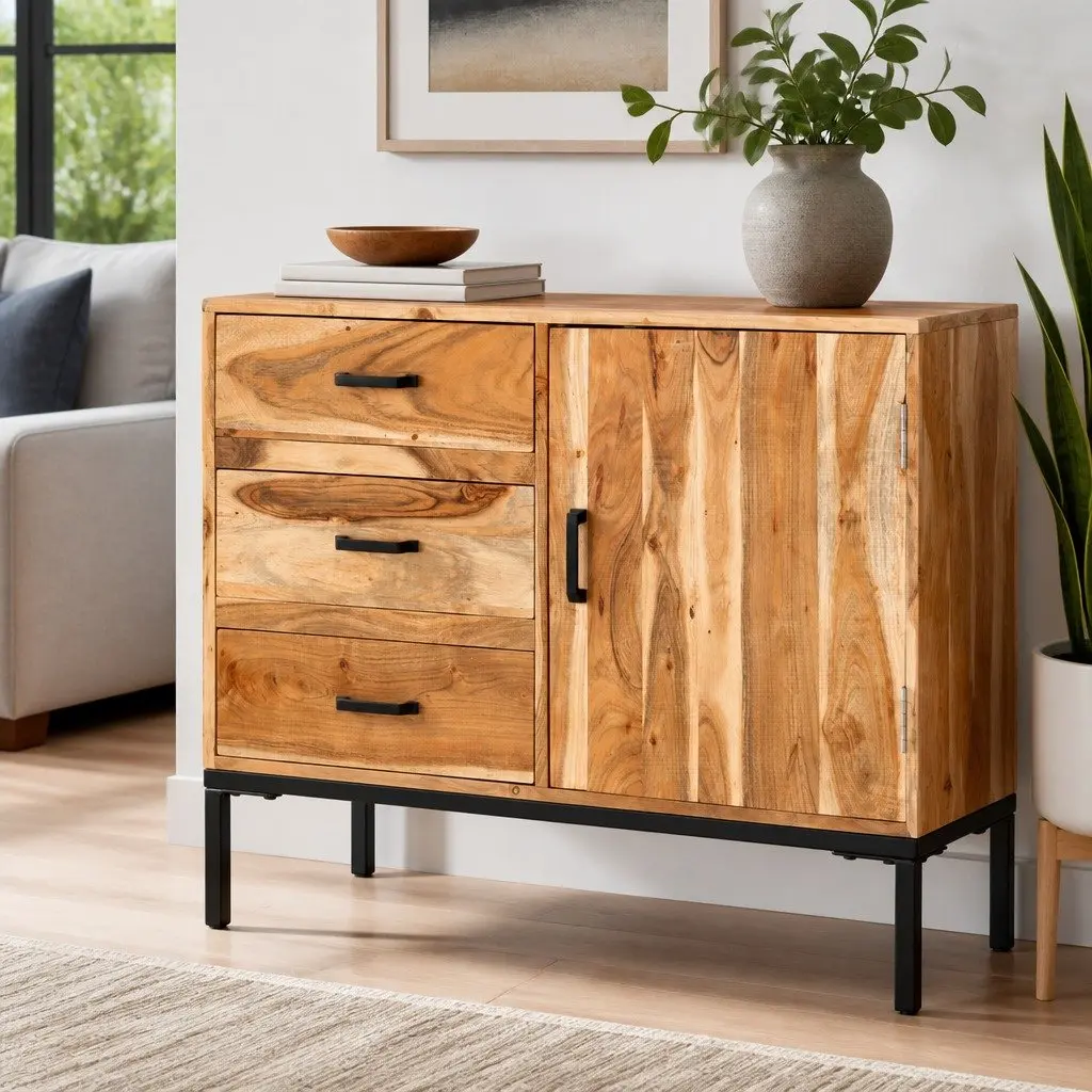 Sideboard Cabinet for Home Storage 88x30x73cm Brown Solid Acacia Wood
