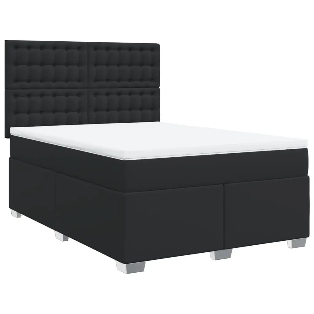 Queen Box Spring Bed with Pocket Mattress LED Lights Faux Leather Adjustable