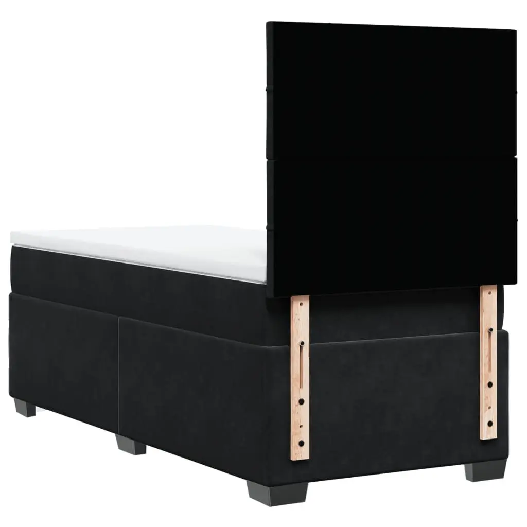 Box Spring Bed with Pocket Sprung Mattress for Bedroom King Single Size Velvet Black