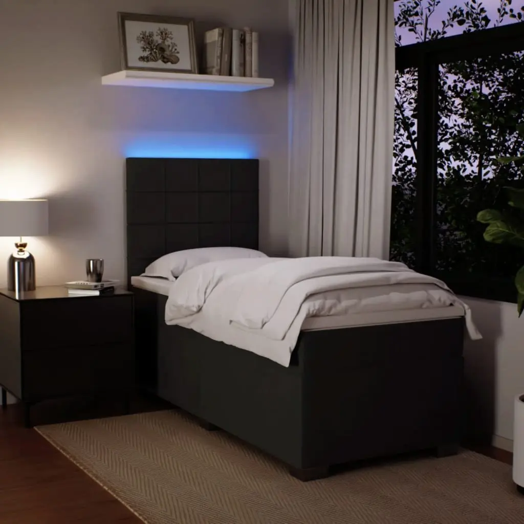 Box Spring Bed with Pocket Sprung Mattress for Bedroom King Single Size Velvet Black
