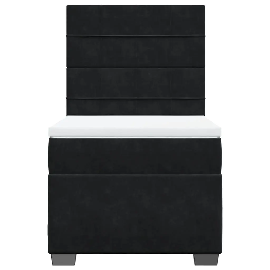 Box Spring Bed with Pocket Sprung Mattress for Bedroom King Single Size Velvet Black