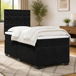 King Single Box Spring Bed: Velvet Fabric, Pocket Spring Mattress