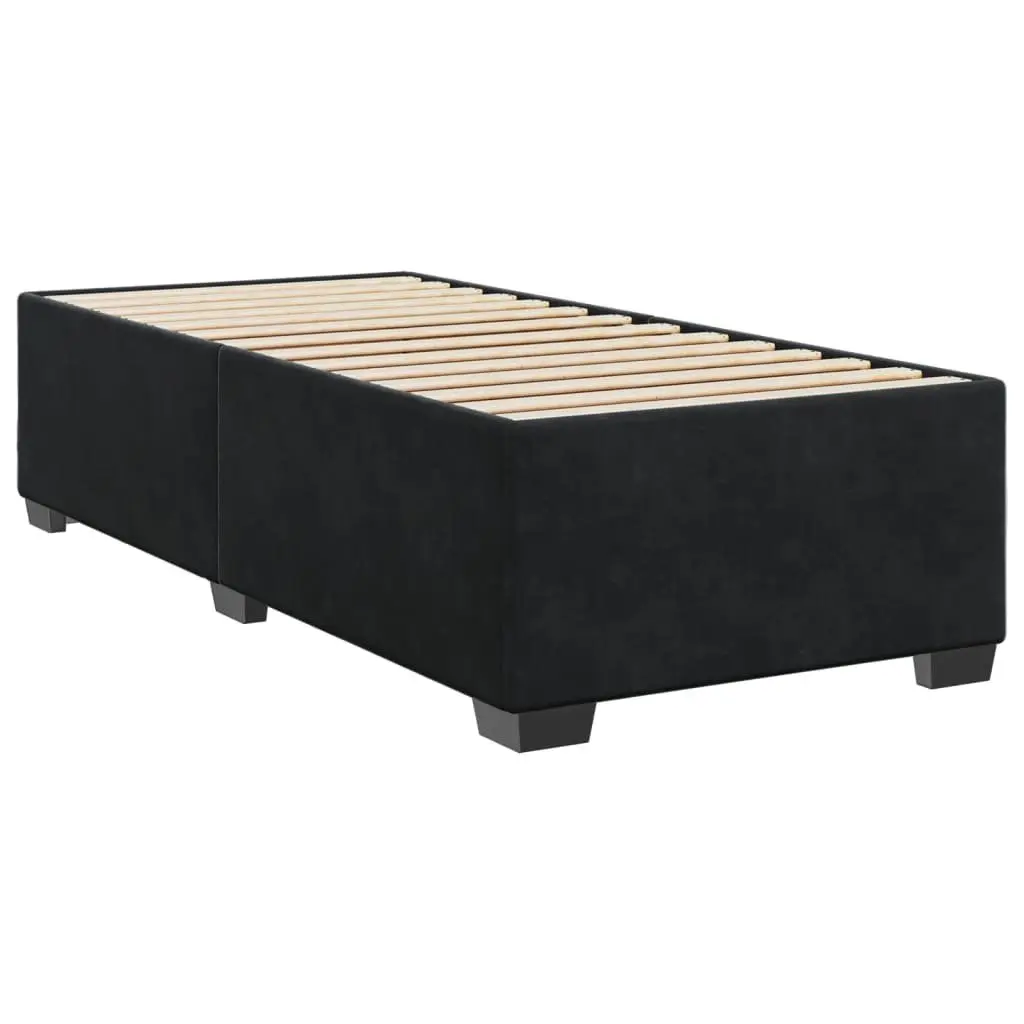 Box Spring Bed for Bedroom King Single Size with Pocket Mattress Velvet Fabric and LED Lights